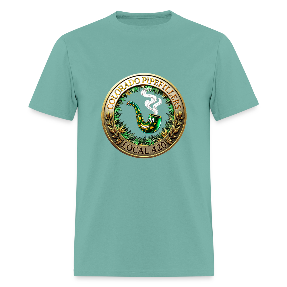 COLORADO PIPEFILLERS LOCAL 420 F/B EMBLEMS Men's T-Shirt - aquatic