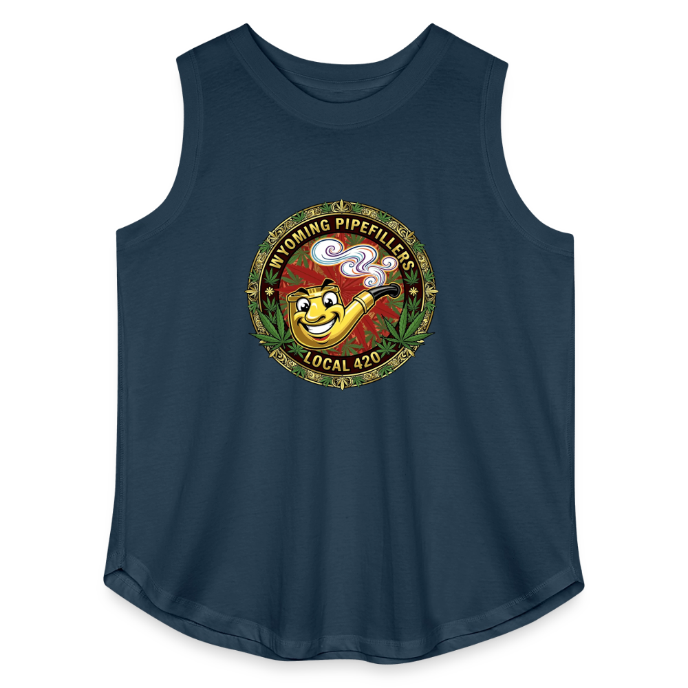 WYOMING PIPEFILLERS LOCAL 420 Women's Curvy Relaxed Tank Top - denim
