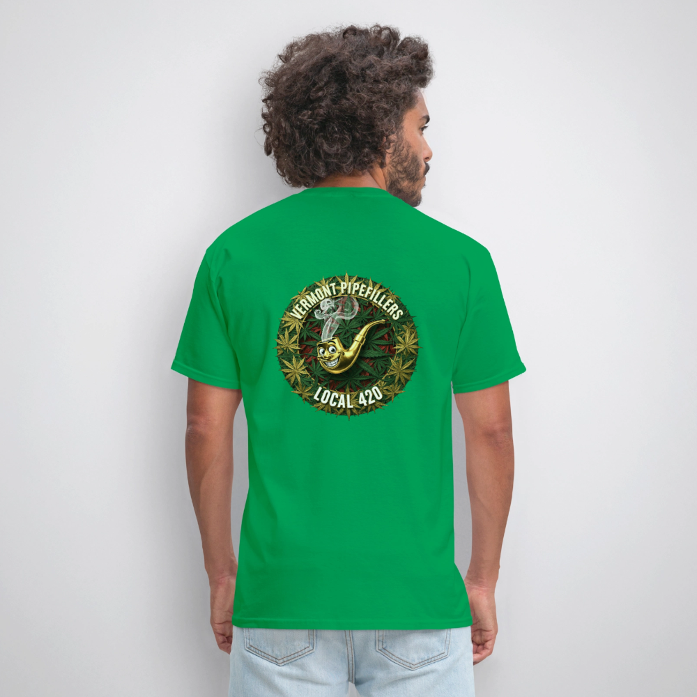 VERMONT PIPEFILLERS LOCAL 420  F/B DESIGN Men's T-Shirt - bright green