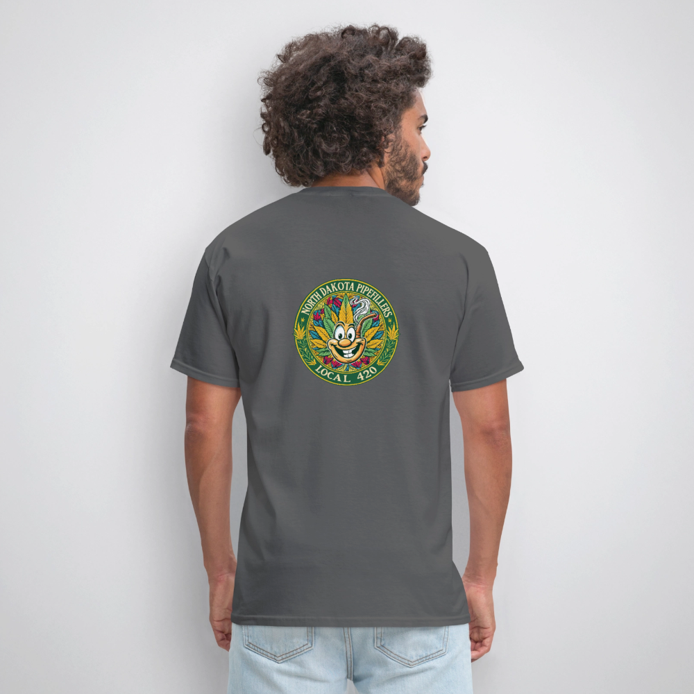 NORTH DAKOTA PIPEFILLERS LOCAL 420 F/B 2 DESIGNS Men's T-Shirt - charcoal