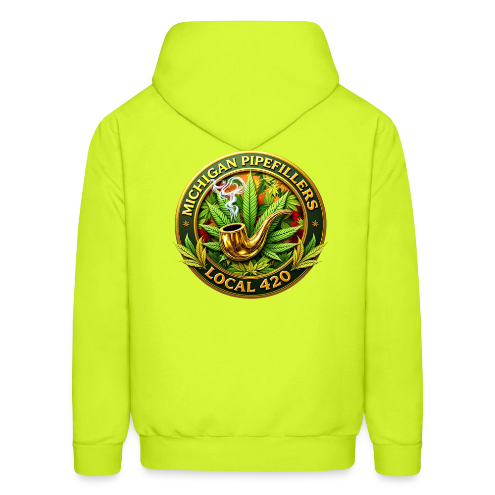 MICHIGAN PIPEFILLERS LOCAL 420 F/B DESIGN Men's Hoodie - safety green