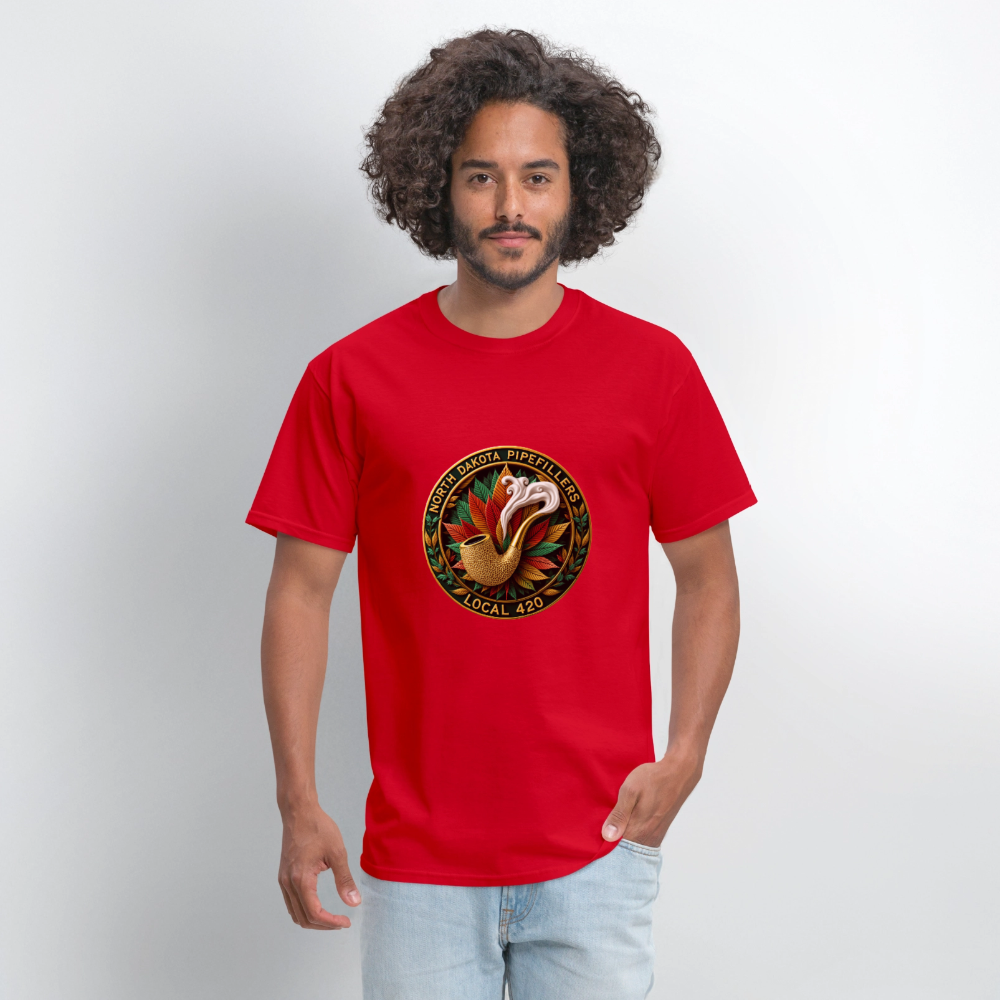 NORTH DAKOTA PIPEFILLERS LOCAL 420 F/B DESIGNS Men's T-Shirt - red