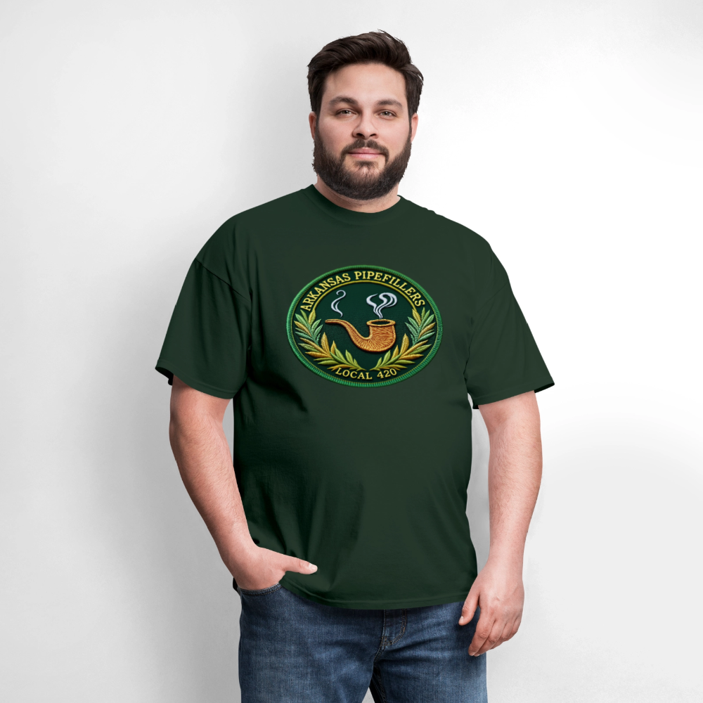 ARKANSAS PIPEFILLERS LOCAL 420 F/B EMBLEMS  Men's T-Shirt - forest green