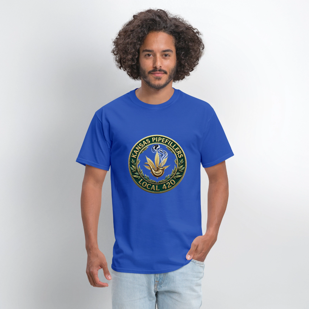 KANSAS PIPEFILLERS LOCAL 420 F/B DESIGNS Men's T-Shirt - royal blue