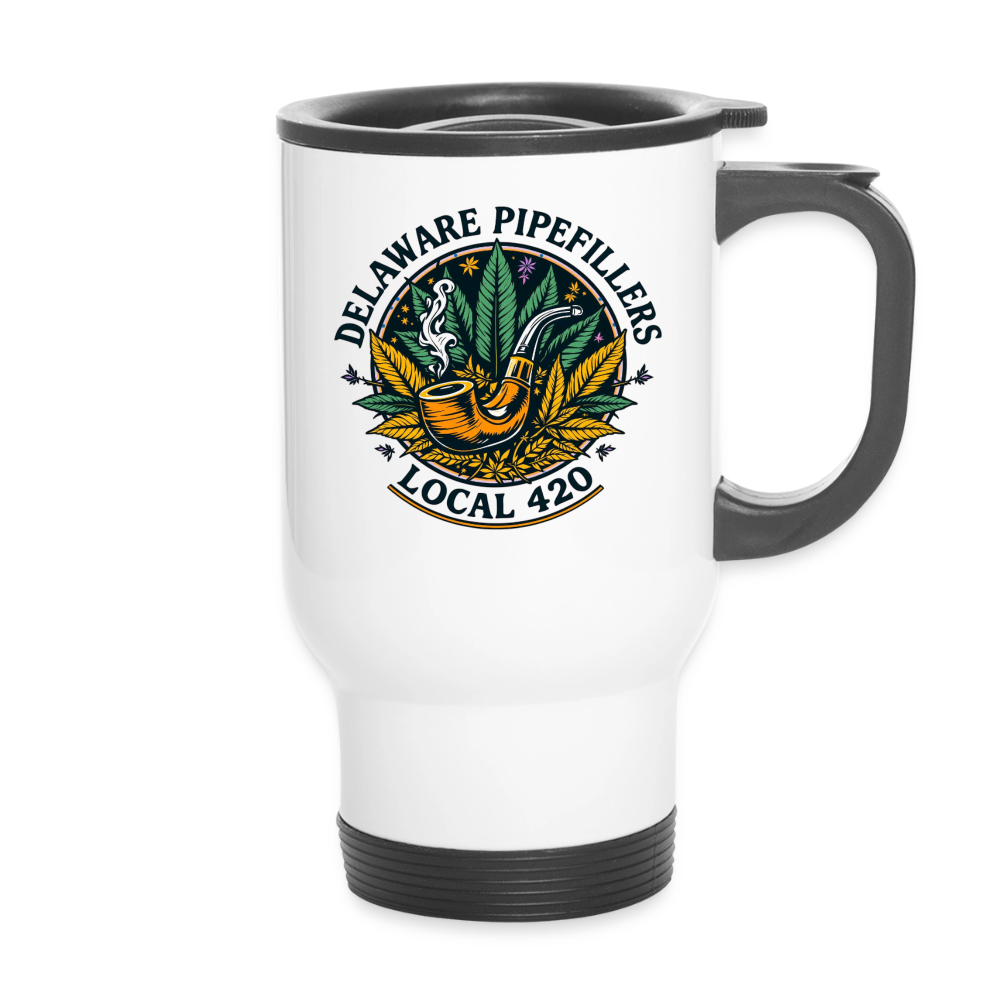 DELAWARE PIPEFILLERS LOCAL 420 14oz Stainless Steel Travel  Mug - white