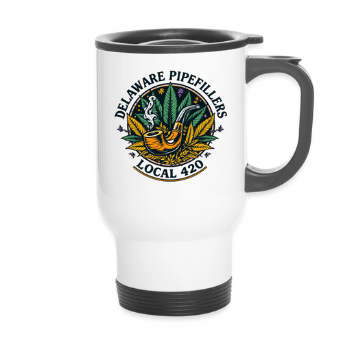 DELAWARE PIPEFILLERS LOCAL 420 14oz Stainless Steel Travel  Mug - white