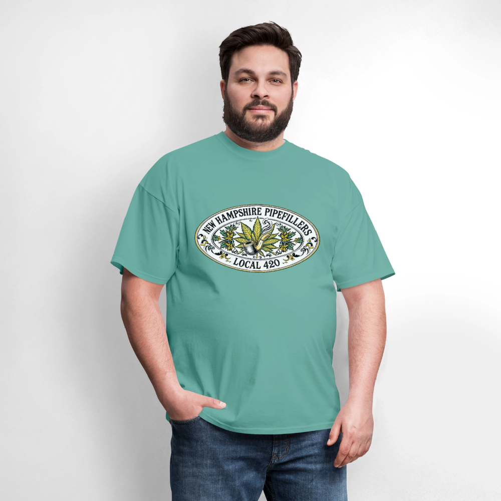 NEW HAMPSHIRE PIPEFILLERS LOCAL 420 2 EMBLEM Men's T-Shirt - aquatic