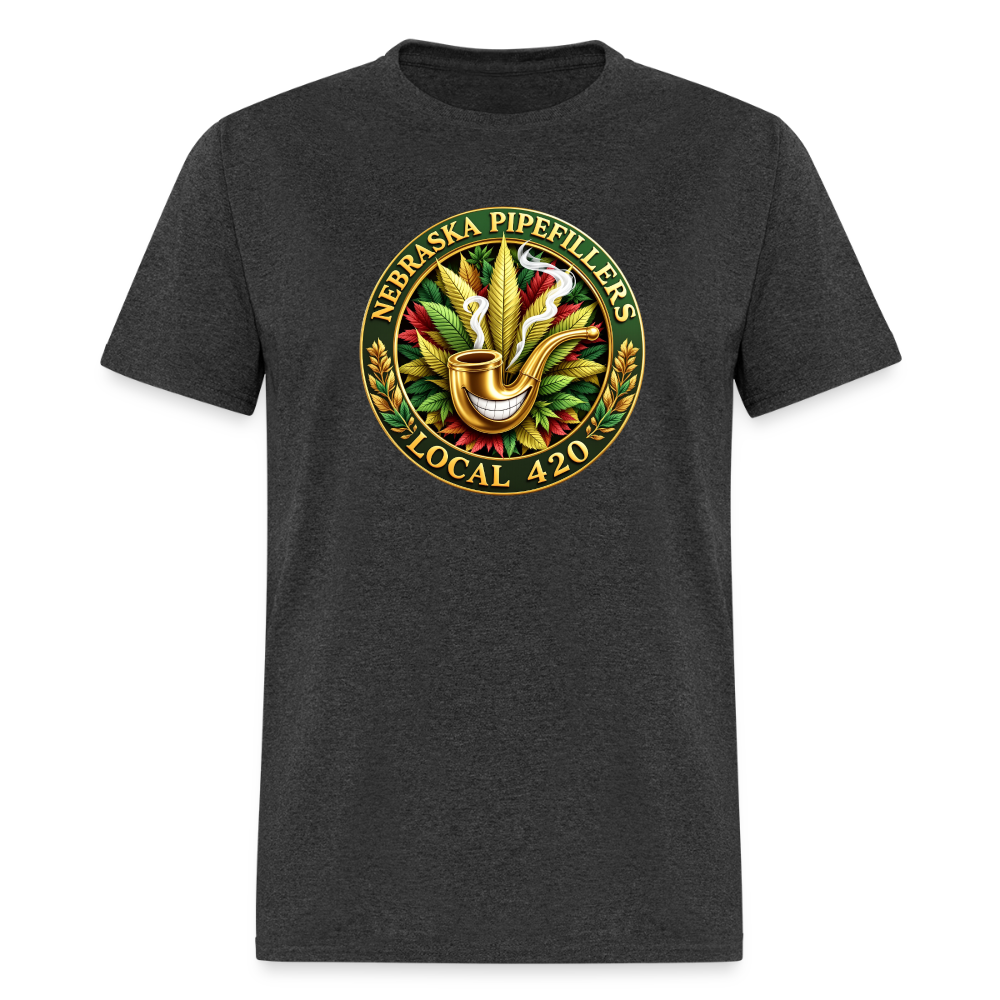 NEBRASKA PIPEFILLERS LOCAL 420 F/B DESIGNS Men's T-Shirt - heather black
