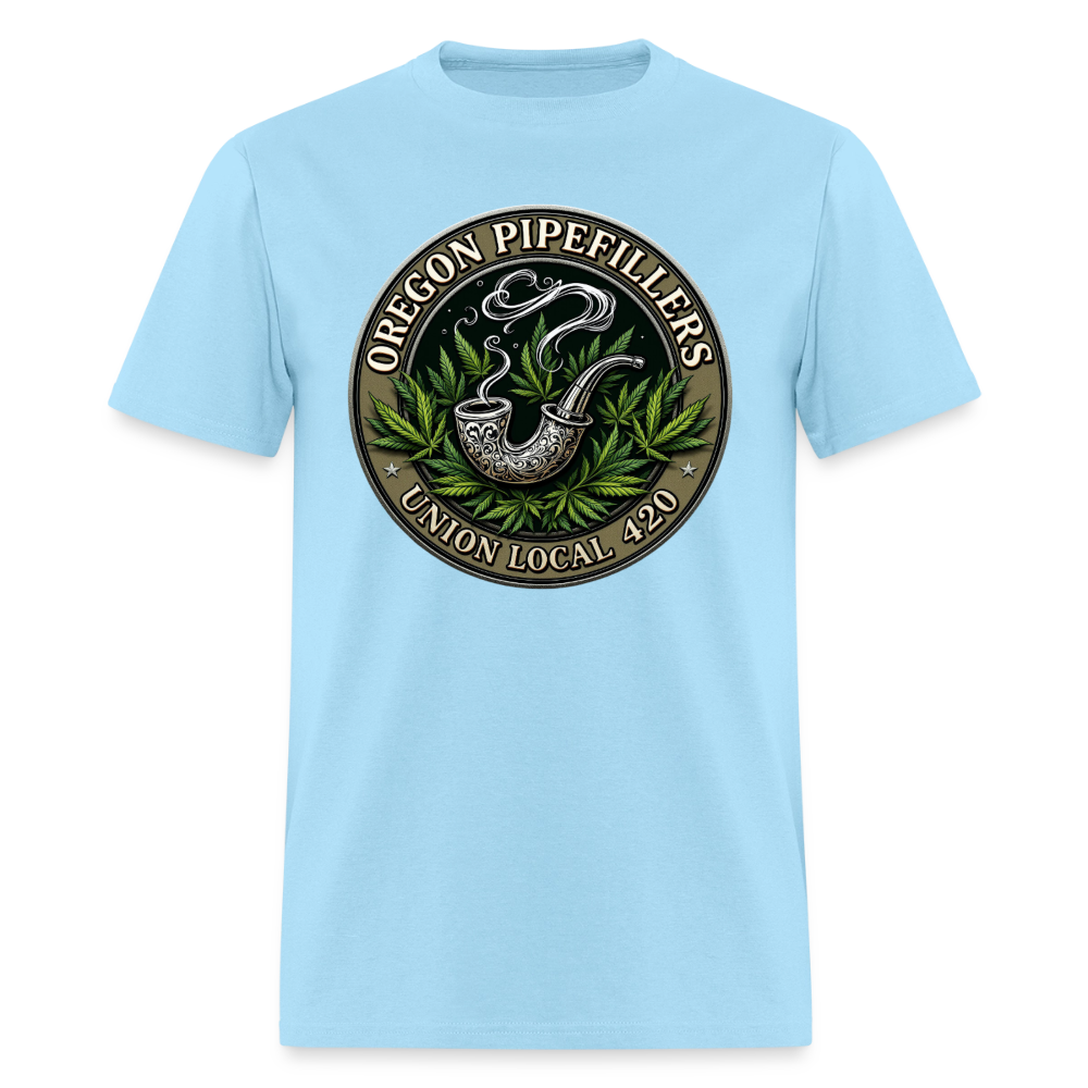 OREGON PIPEFILLERS LOCAL 420 2 EMBLEM Men's T-Shirt - powder blue