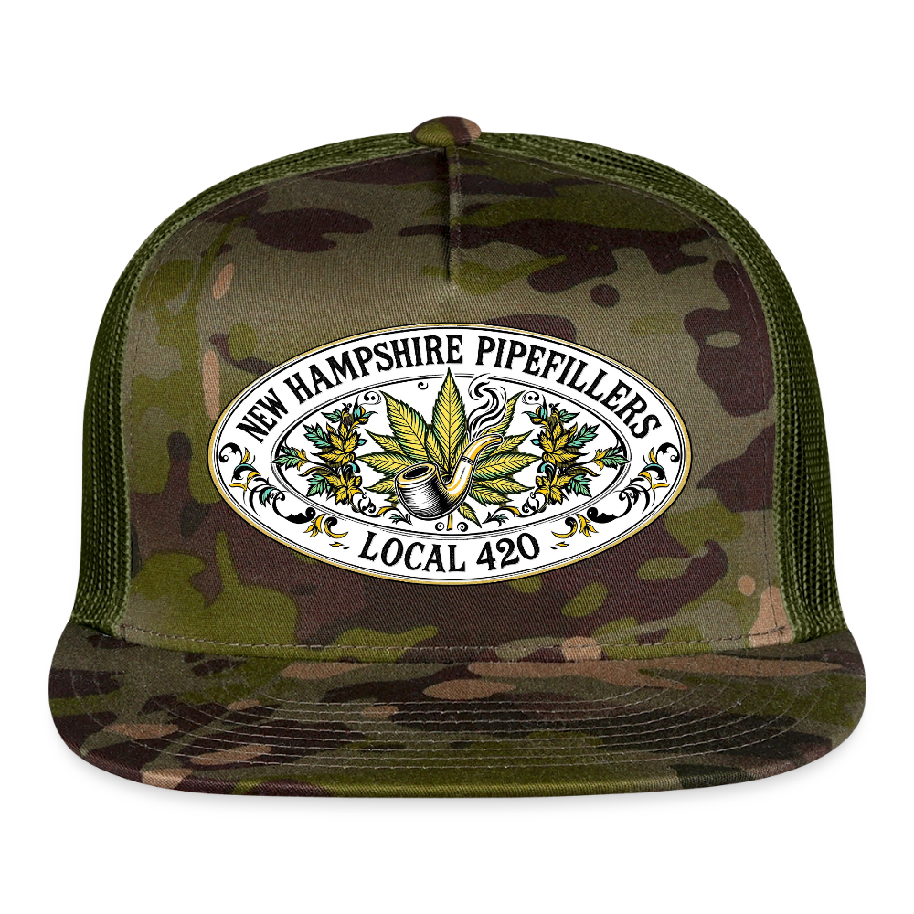 NEW HAMPSHIRE PIPEFILLERS LOCAL 420 Trucker Hat - MultiCam\green