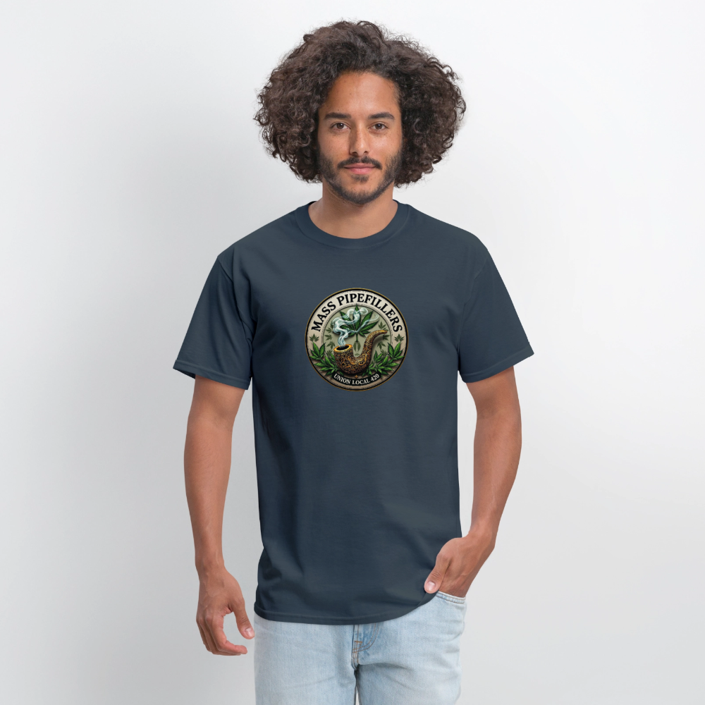MASS PIPEFILLERS LOCAL 420 2 EMBLEM Men's T-Shirt -  blue dusk