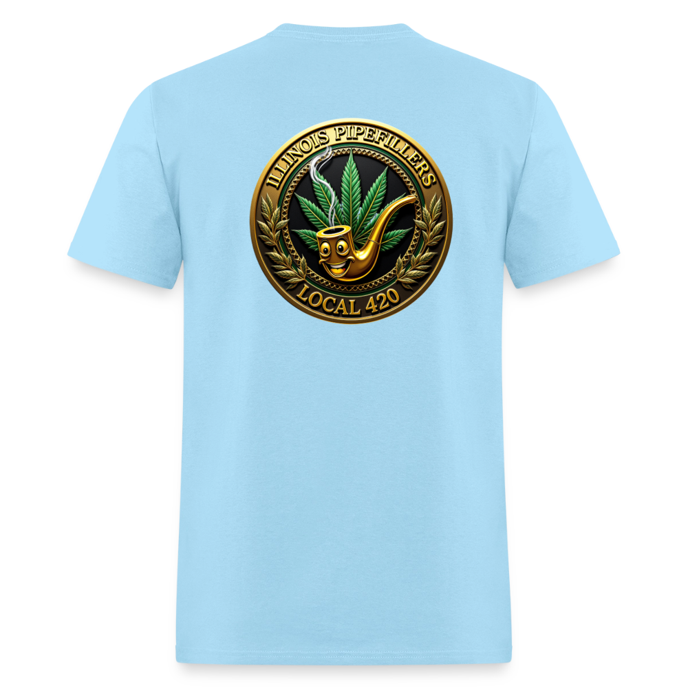 ILLINOIS PIPEFILLERS LOCAL 420 F/B EMBLEMS Men's T-Shirt - powder blue