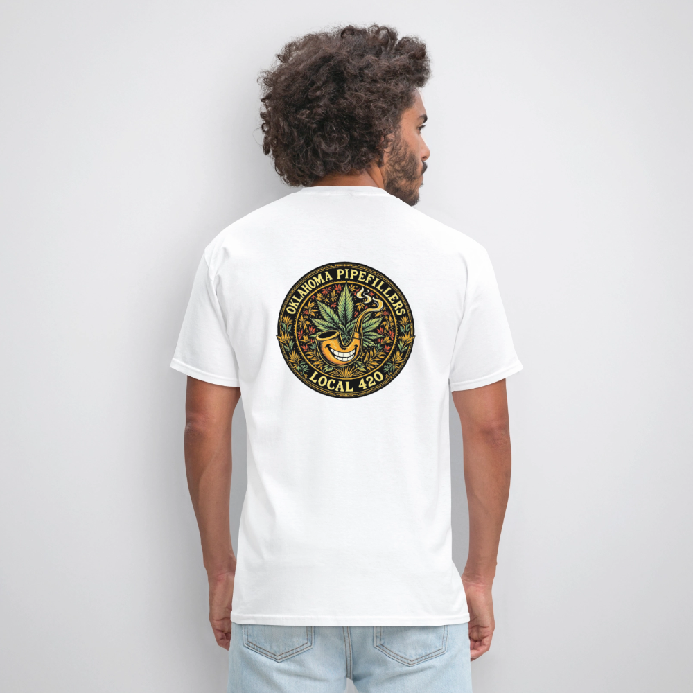 OKLAHOMA PIPEFILLERS LOCAL 420  F/B DESIGNS Men's T-Shirt - white