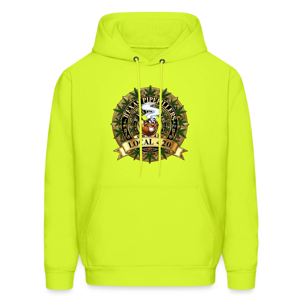 TEXAS PIPEFILLERS LOCAL 420 Men's Hoodie - safety green