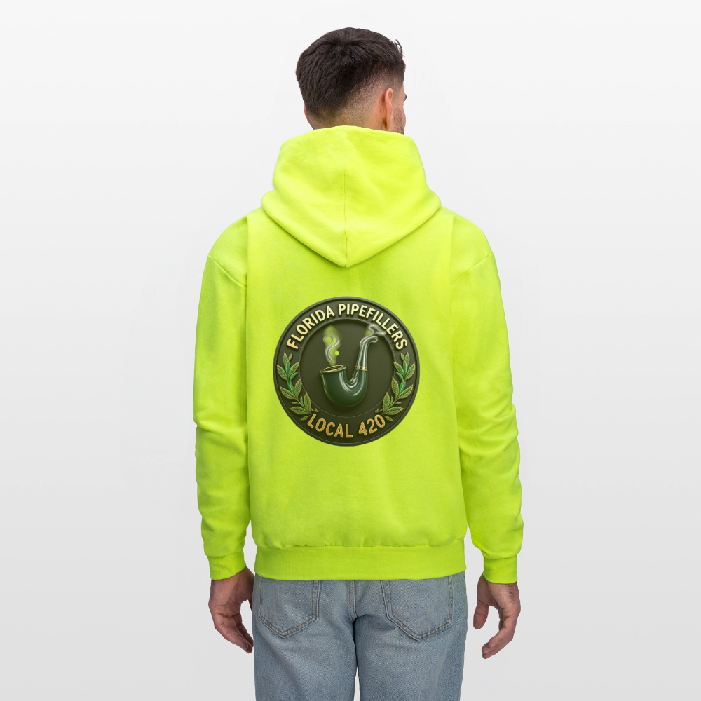 FLORIDA PIPEFILLERS LOCAL 420 F/B DESIGN Men's Hoodie - safety green