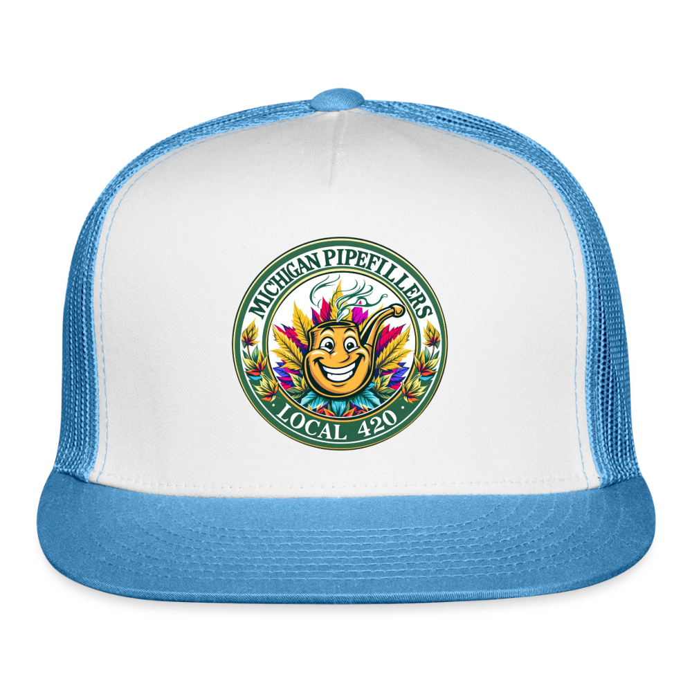 MICHIGAN PIPEFILLERS LOCAL 420 Trucker Hat - white/blue