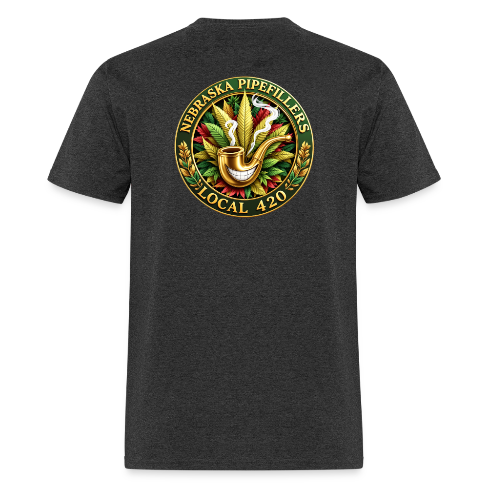 NEBRASKA PIPEFILLERS LOCAL 420 F/B DESIGNS Men's T-Shirt - heather black