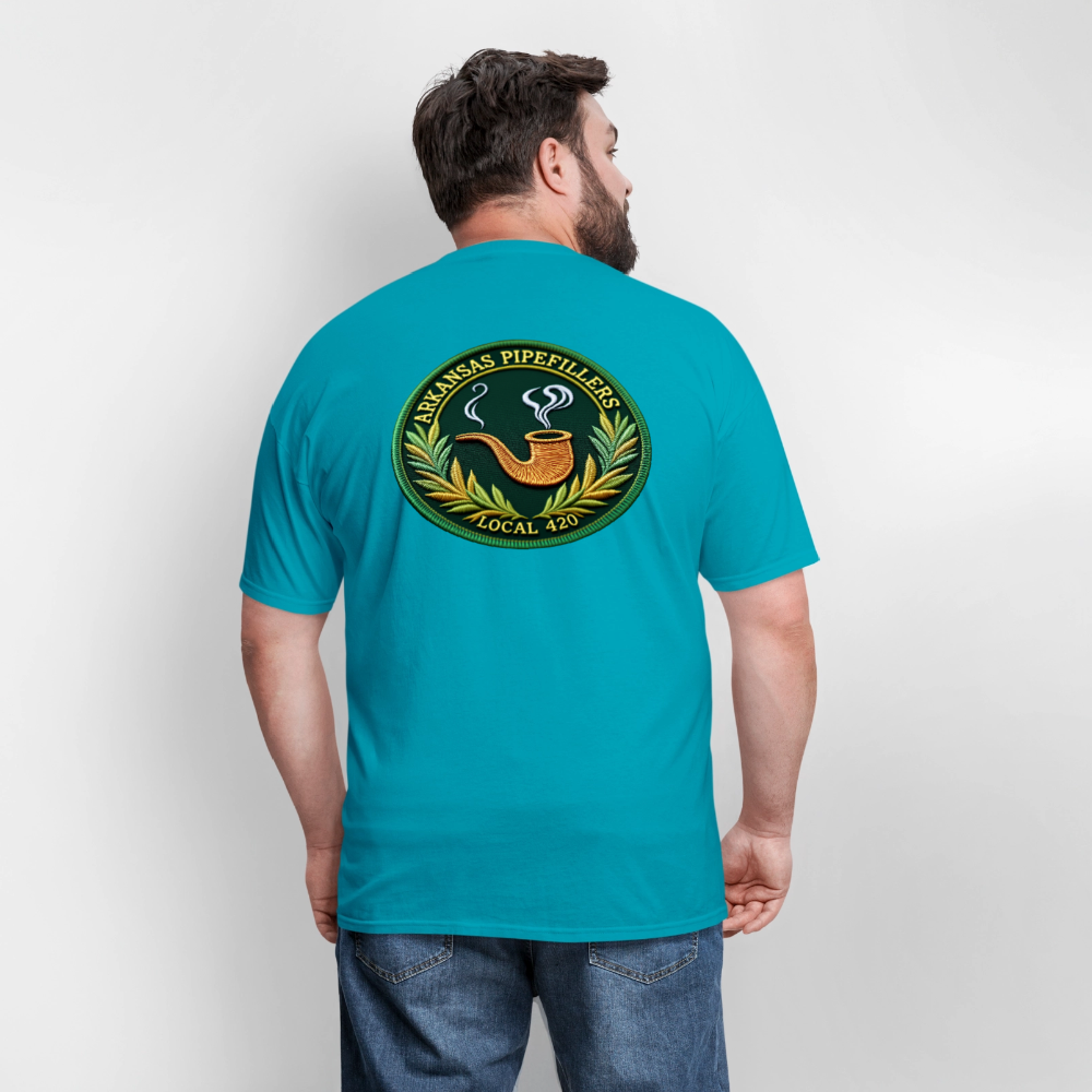 ARKANSAS PIPEFILLERS LOCAL 420 F/B EMBLEMS  Men's T-Shirt - turquoise