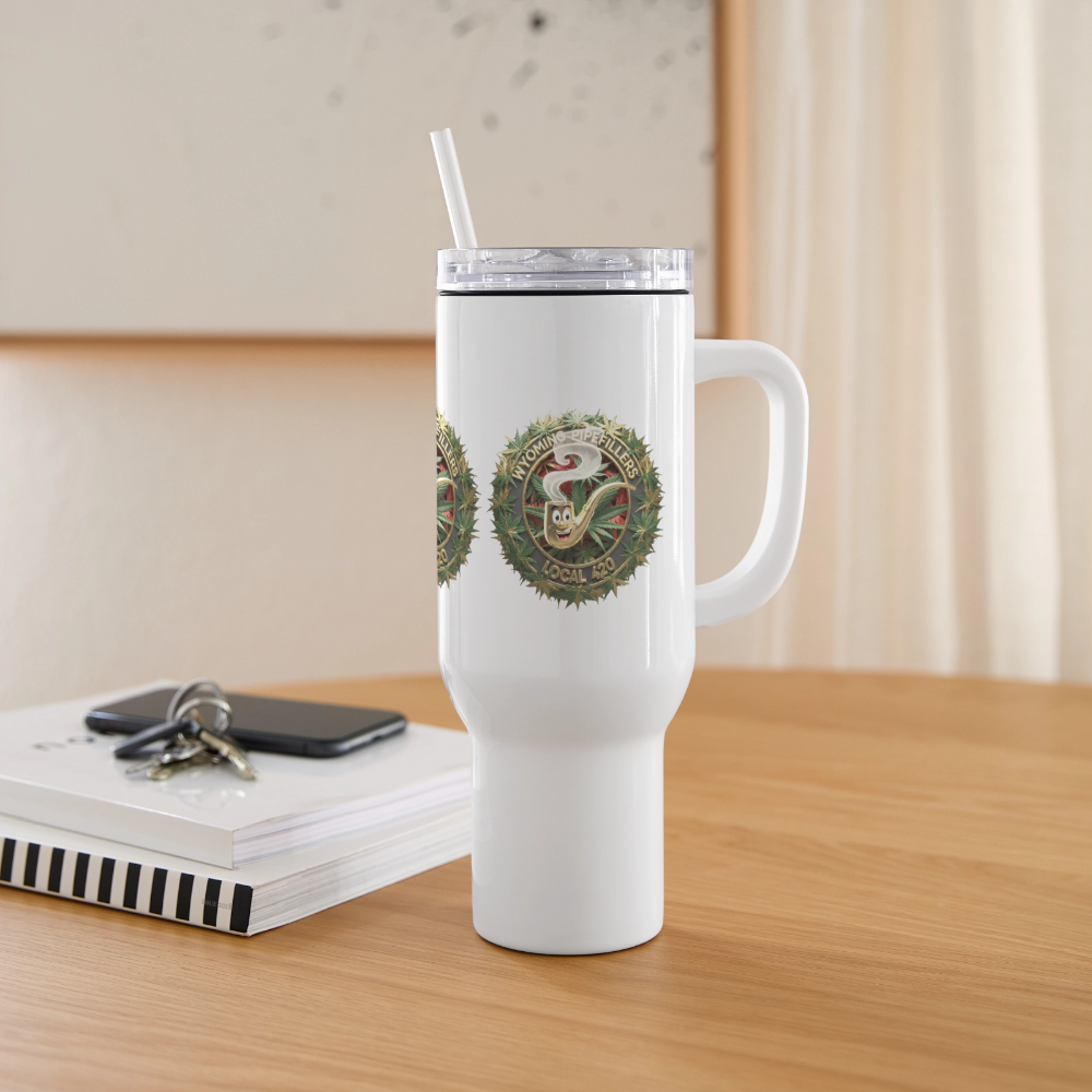 WYOMING PIPEFILLERS LOCAL 420 40oz Stainless Steel Travel Tumbler - white