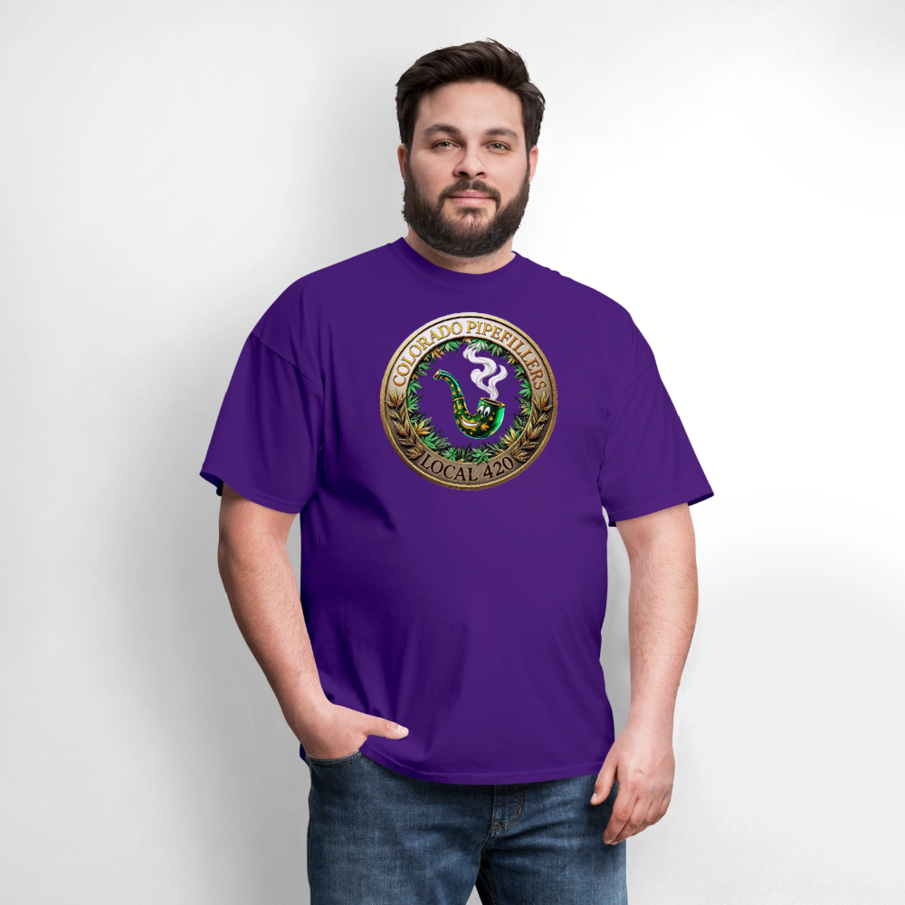 COLORADO PIPEFILLERS LOCAL 420 F/B EMBLEMS Men's T-Shirt - purple