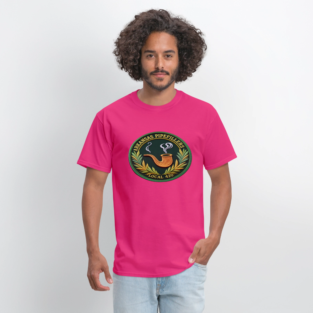 ARKANSAS PIPEFILLERS LOCAL 420 F/B EMBLEMS  Men's T-Shirt - fuchsia