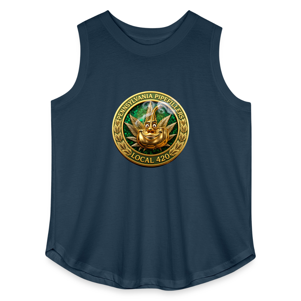 PENNSYLVANIA  PIPEFILLERS LOCAL 420 Women's Curvy Relaxed Tank Top - denim