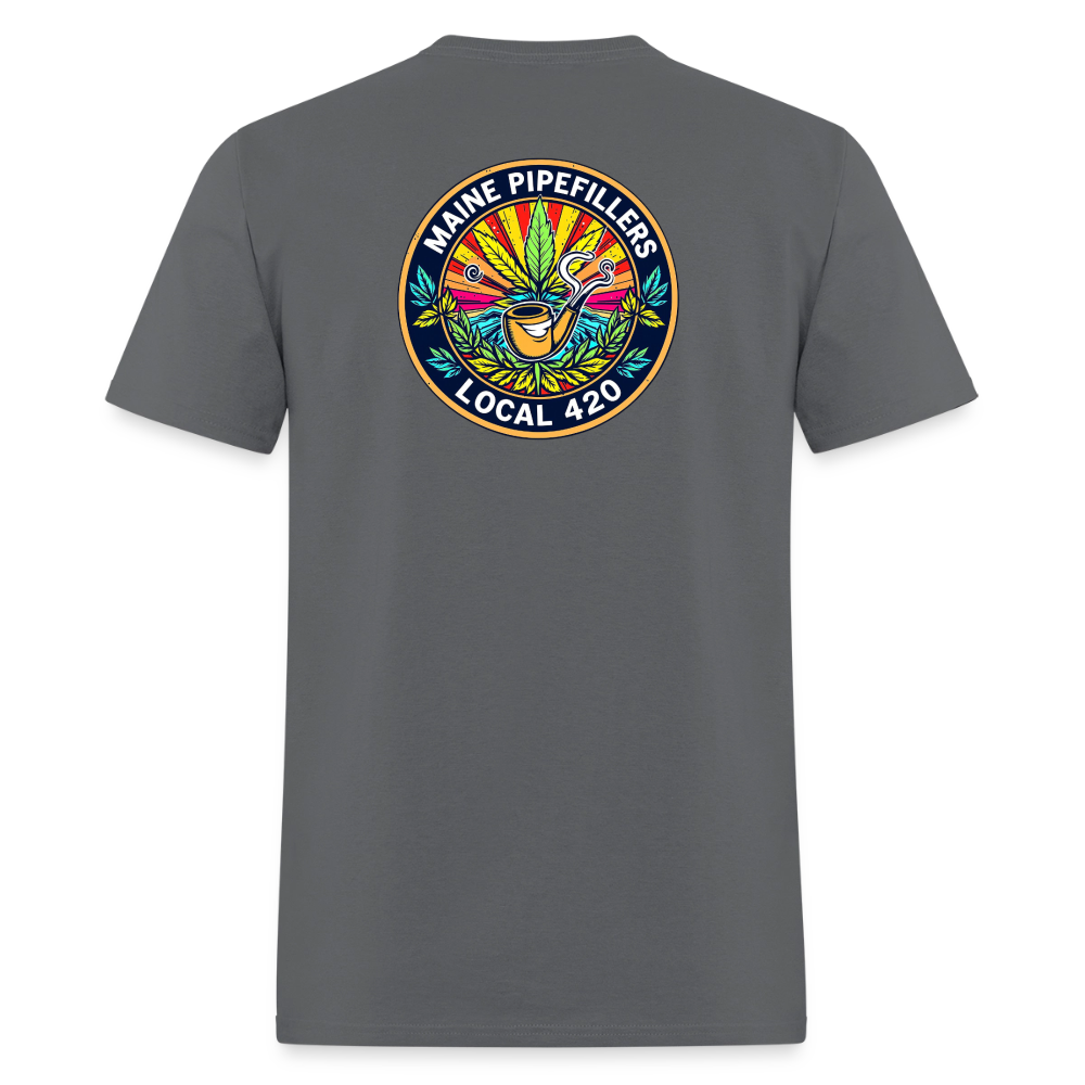 MAINE PIPEFILLERS LOCAL 420 2 EMBLEM Men's T-Shirt - charcoal