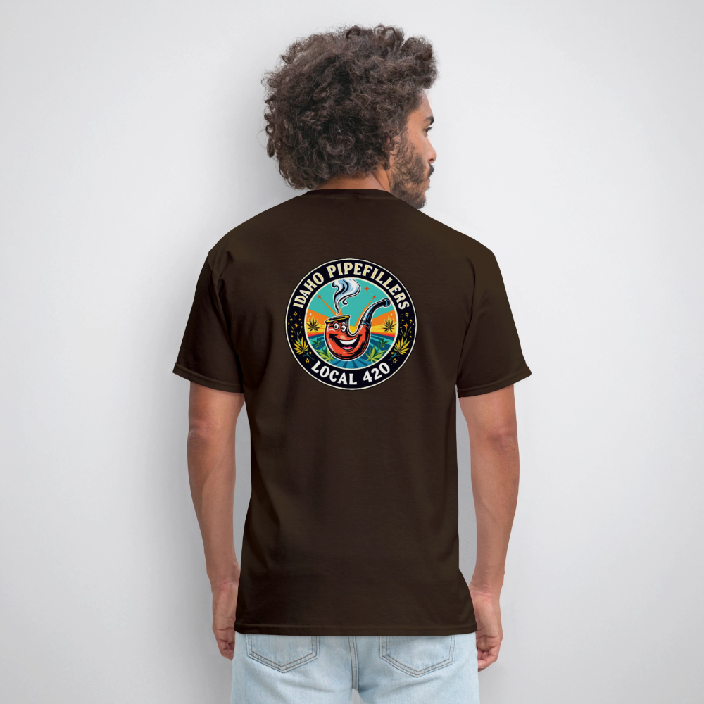 IDAHO PIPEFILLERS LOCAL 420 F/B DESIGN Men's T-Shirt - brown