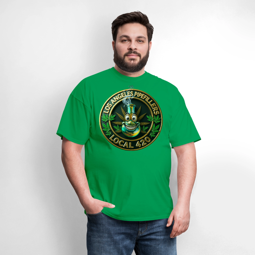 LOS ANGLES PIPEFILLERS LOCAL 420 Men's T-Shirt - bright green
