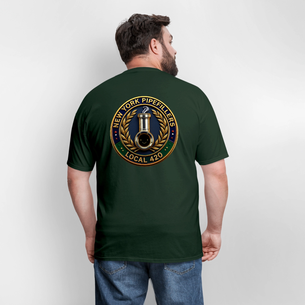 NEW YORK PIPEFILLERS LOCAL 420 F/B DESIGNS Men's T-Shirt - forest green