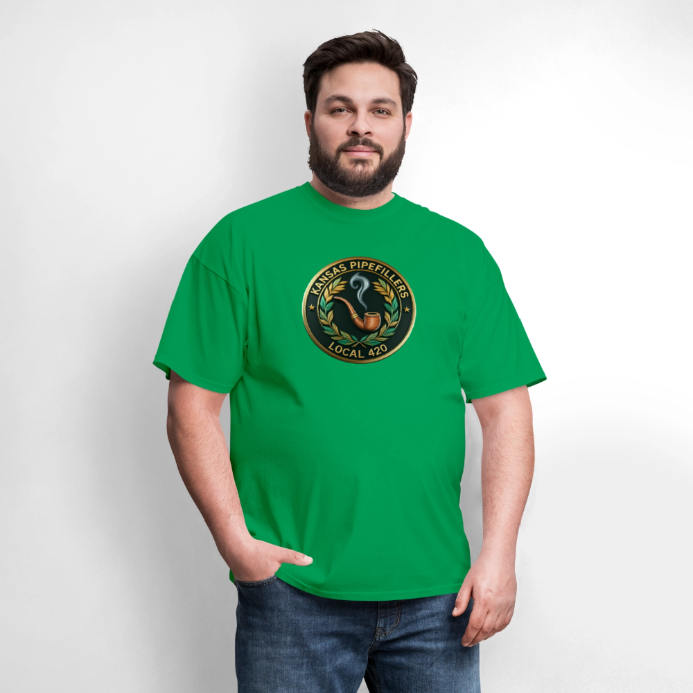 KANSAS PIPEFILLERS LOCAL 420 Men's T-Shirt - bright green