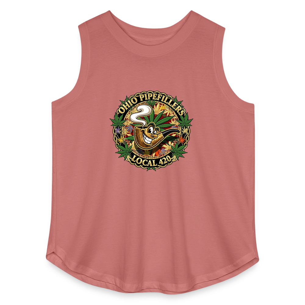 OHIO PIPEFILLERS LOCAL 420 Women's Curvy Relaxed Tank Top - mauve