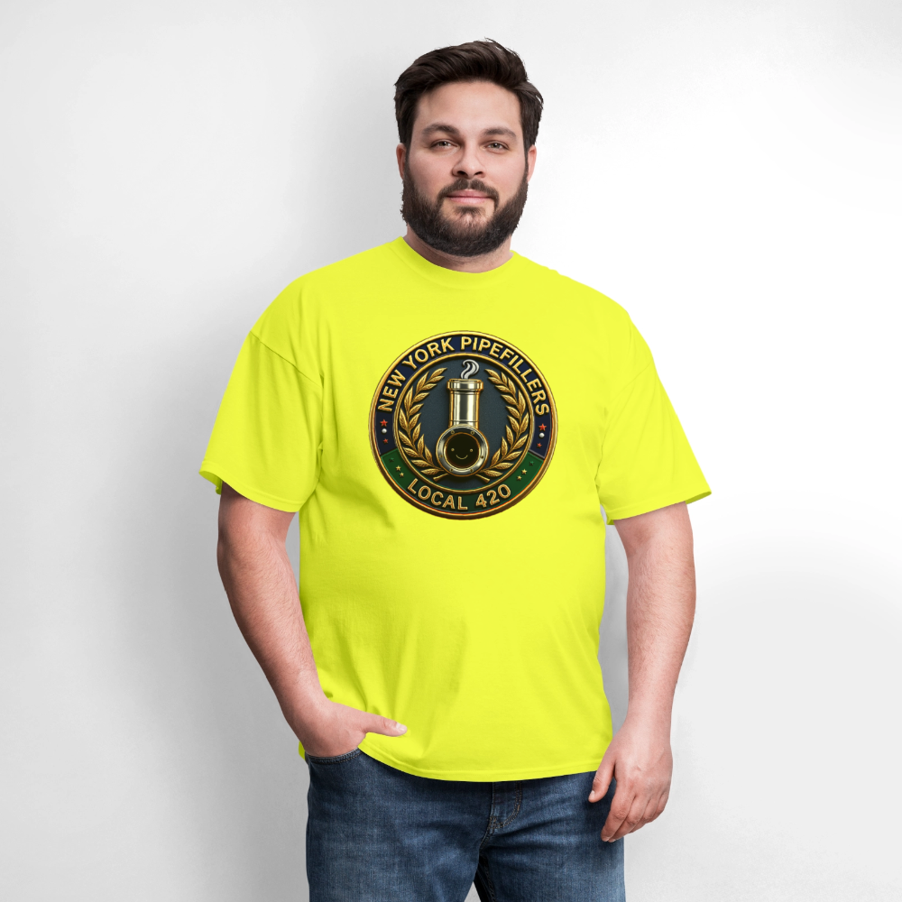 NEW YORK PIPEFILLERS LOCAL 420 F/B DESIGNS Men's T-Shirt - safety green