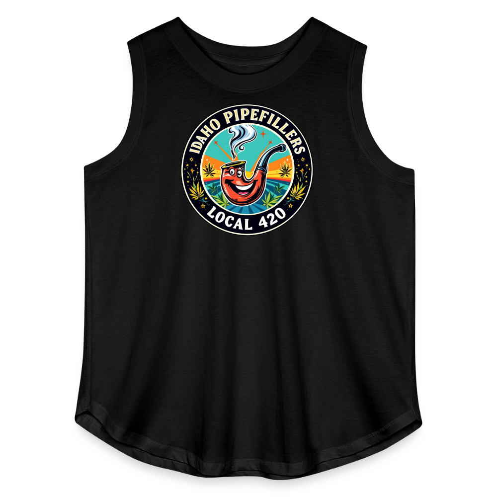 IDAHO PIPEFILLERS LOCAL 420 F/B DEAIGN Women's Curvy Relaxed Tank Top - black