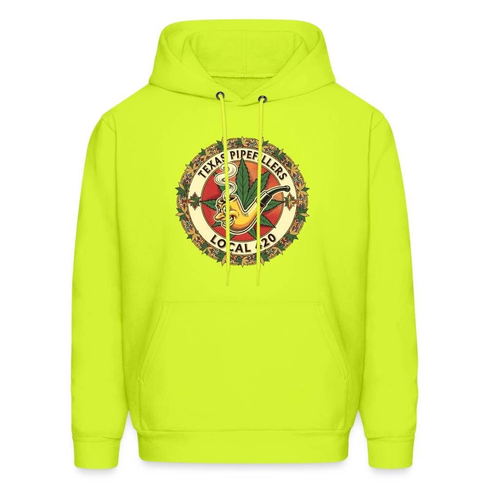 TEXAS PIPEFILLERS LOCAL 420 F/B DESIGN Men's Hoodie - safety green