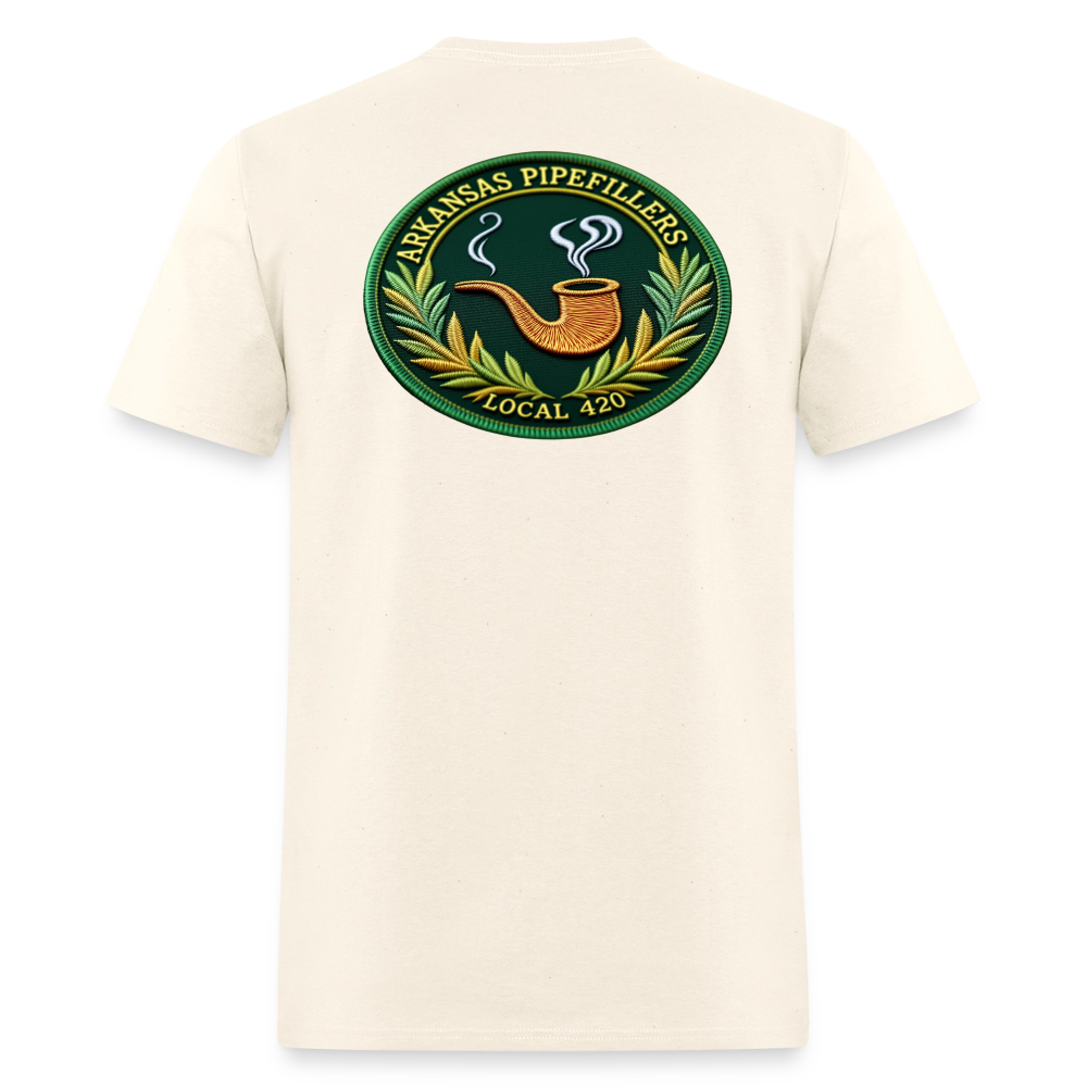 ARKANSAS PIPEFILLERS LOCAL 420 F/B EMBLEMS  Men's T-Shirt - sweet cream heather