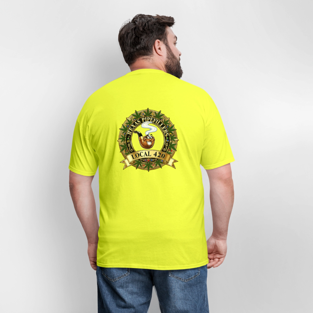 TEXAS PIPEFILLERS LOCAL 420 F/B DESIGN Men's T-Shirt - safety green