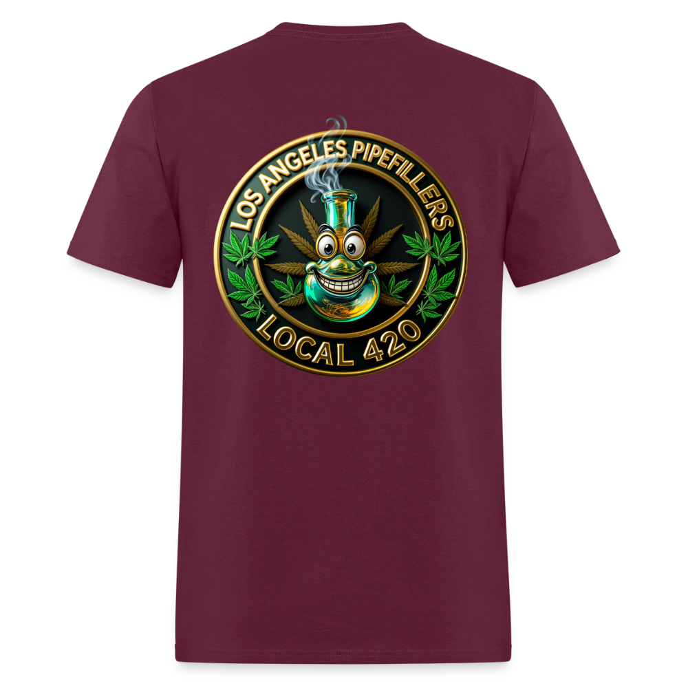 LOS ANGELES PIPEFILLERS LOCAL 420 F/B DESIGNS Men's T-Shirt - burgundy