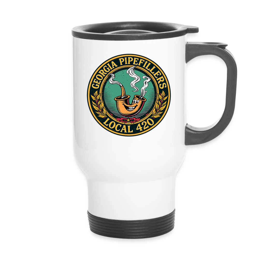 GEORGIA PIPEFILLERS LOCAL 420 14oz Stainless Steel Travel Mug - white
