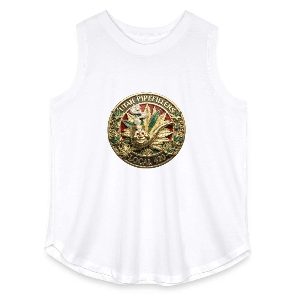UTAH PIPEFILLERS LOCAL 420 Women's Curvy Relaxed Tank Top - white