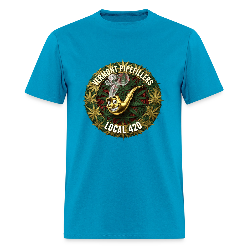 VERMONT PIPEFILLERS LOCAL 420  F/B DESIGN Men's T-Shirt - turquoise