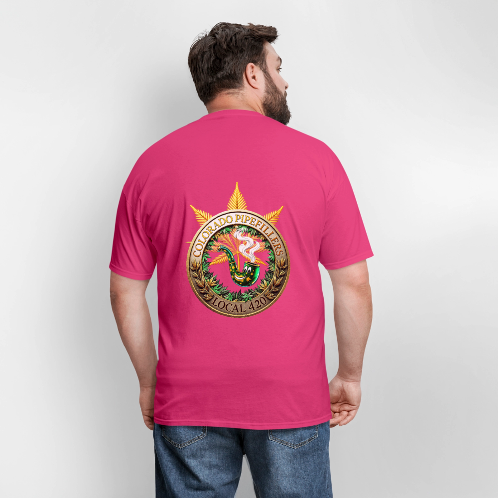 COLORADO PIPEFILLERS LOCAL 420 F/B EMBLEMS Men's T-Shirt - fuchsia