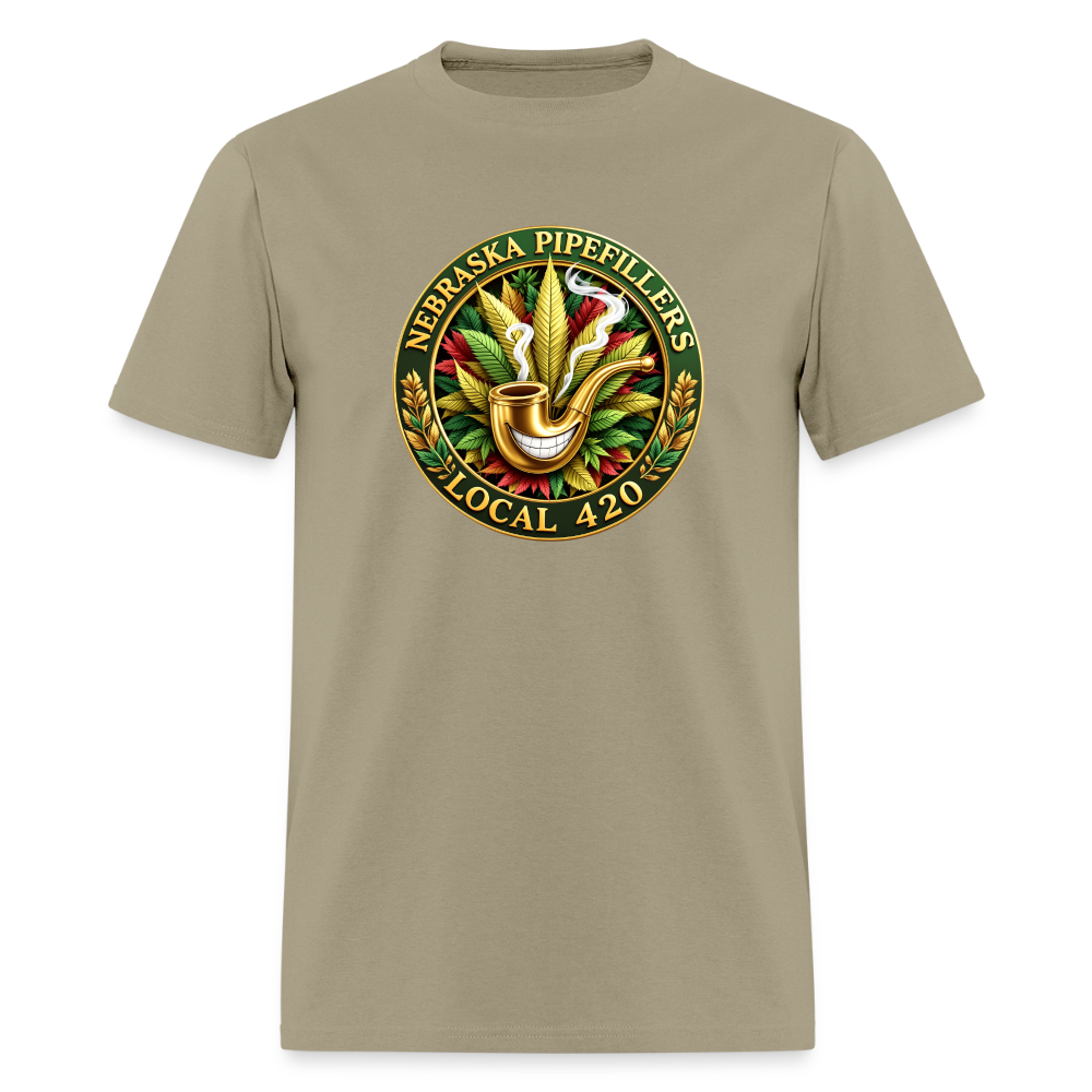 NEBRASKA PIPEFILLERS LOCAL 420 F/B DESIGNS Men's T-Shirt - khaki