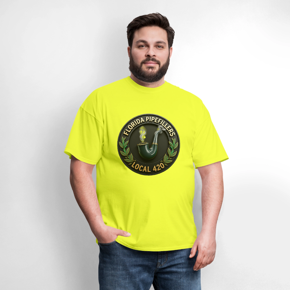 FLORIDA PIPEFILLERS LOCAL 420 F/B DESIGN Men's T-Shirt - safety green
