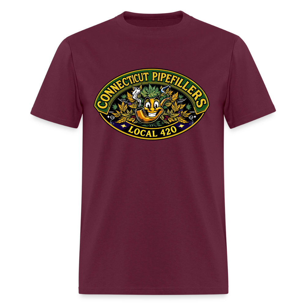 CONNECTICUT PIPEFILLERD LOCAL 420 F/B DESIGN Men's T-Shirt - burgundy