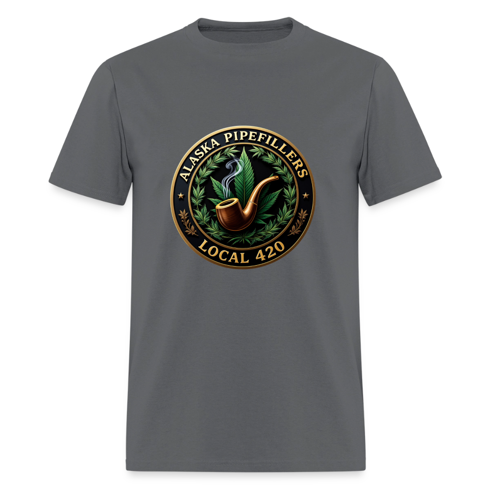 ALASKA PIPEFILLERS LOCAL 420 F/B DESIGN Men's T-Shirt - charcoal