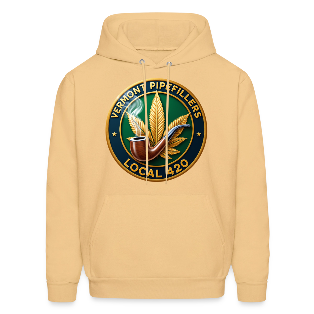 VERMONT PIPEFILLERS LOCAL 420 2 EMBLEM Men's Hoodie - light gold 