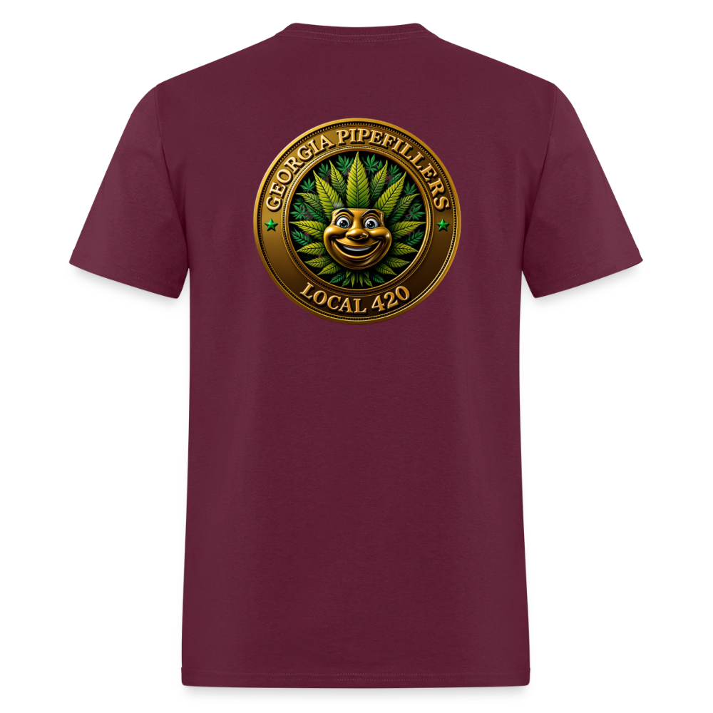 GEORGIA PIPEFILLERS LOCAL 420 F/B DESIGN  Men's T-Shirt - burgundy