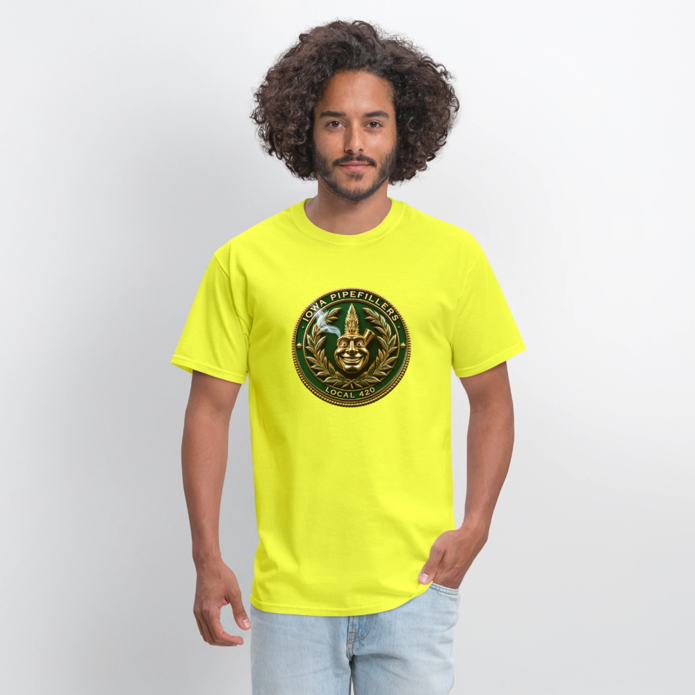 IOWA PIPEFILLERS LOCAL 420 F/B DESIGN Men's T-Shirt - safety green