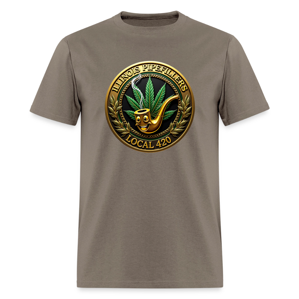 ILLINOIS PIPEFILLERS LOCAL 420 F/B EMBLEMS Men's T-Shirt - safari